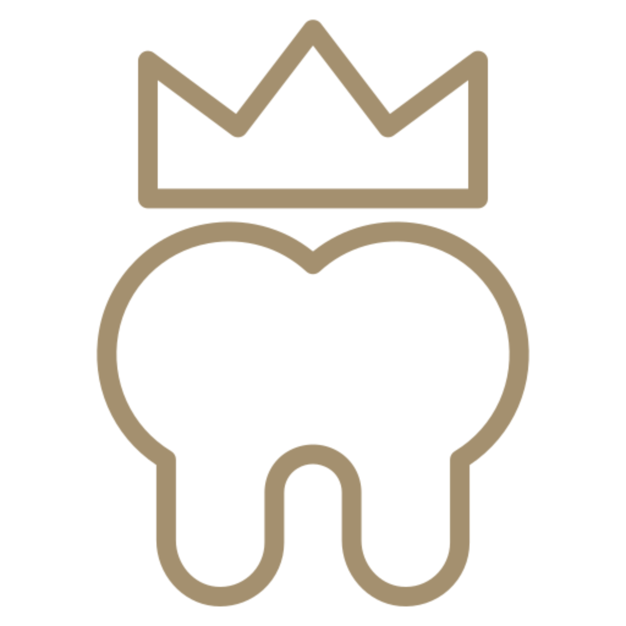 White background with a tooth and a crown icon, representing a dental crown